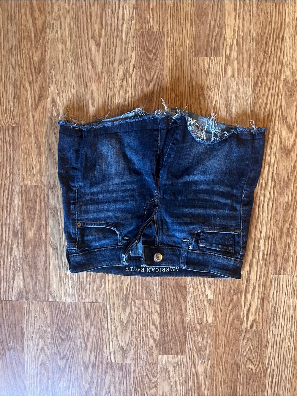 American Eagle Outfitters Dark Blue Distressed Denim Jean Shorts